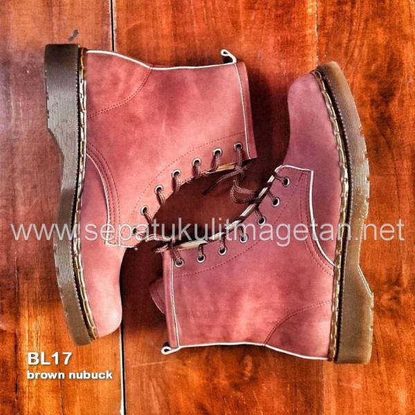 Sepatu Kulit Boots Eksklusif BL17 Brown Nubuck