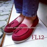 Sepatu Kulit Casual Eksklusif Wanita FL12 Maroon